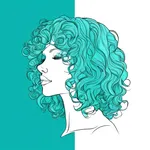 curly-haired teal wig image